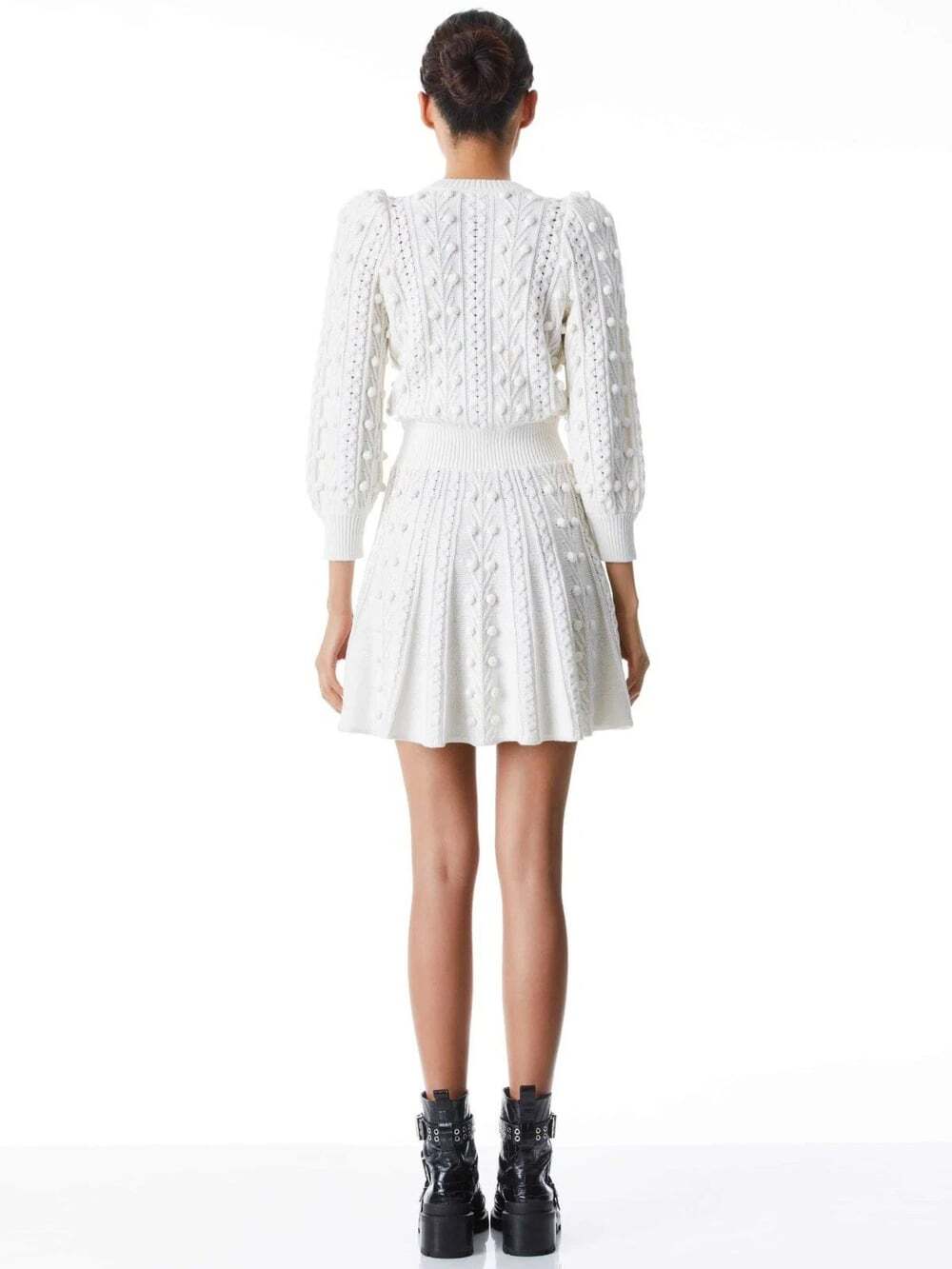 Alice and Olivia Kitty Bow Front Sweater White Dress Large - Picture 4 of 12